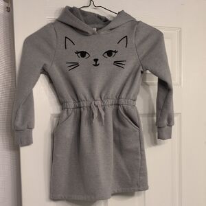 JustFab Gray Hooded Cat Face Sweatshirt Dress